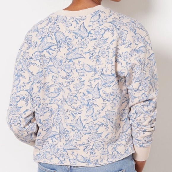 Sundry Cream and Blue Toile Sweatshirt - Picture 3 of 8